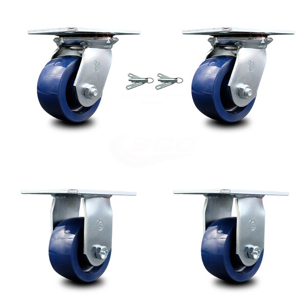 Service Caster 4 Inch Solid Poly Caster Set with Ball Bearing 2 Swivel Lock and 2 Rigid SCC SCC-35S420-SPUB-BSL-2-R-2 - main